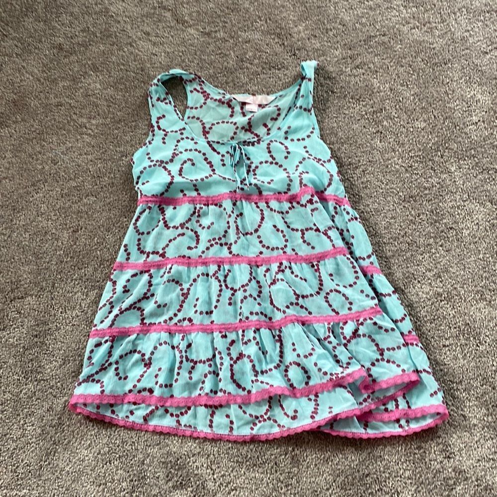 Victoria’s Secret Angel Aqua Pink Paisley Ruffle Babydoll Chemise Top SIZE S